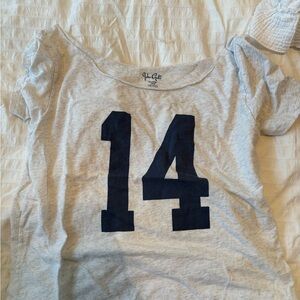 Brandy Melville Gray and Blue Short Sleeve Tee